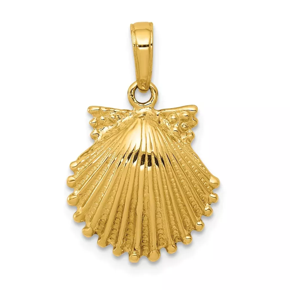 14k Yellow Gold Scallop Shell Pendant