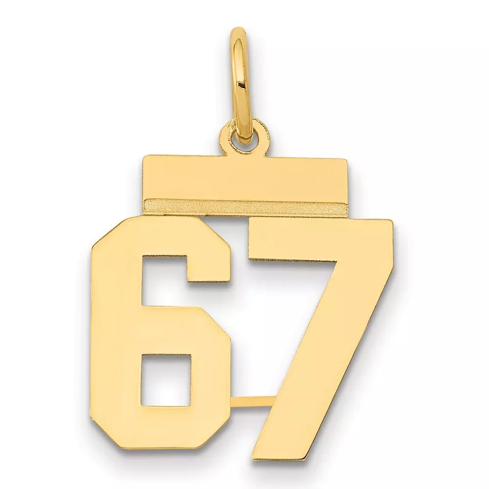 14k Yellow Gold Small Polished Number 67 Charm