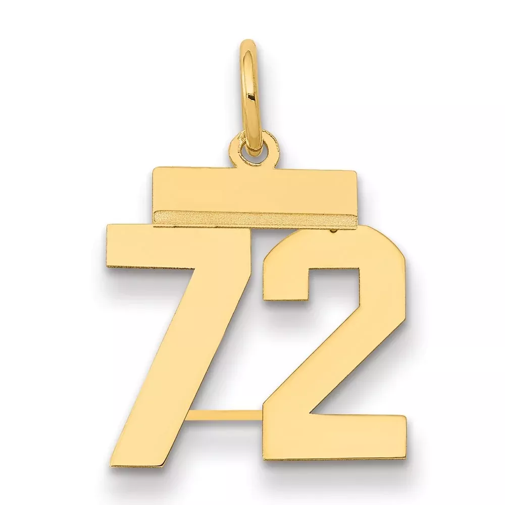 14k Yellow Gold Small Polished Number 72 Charm