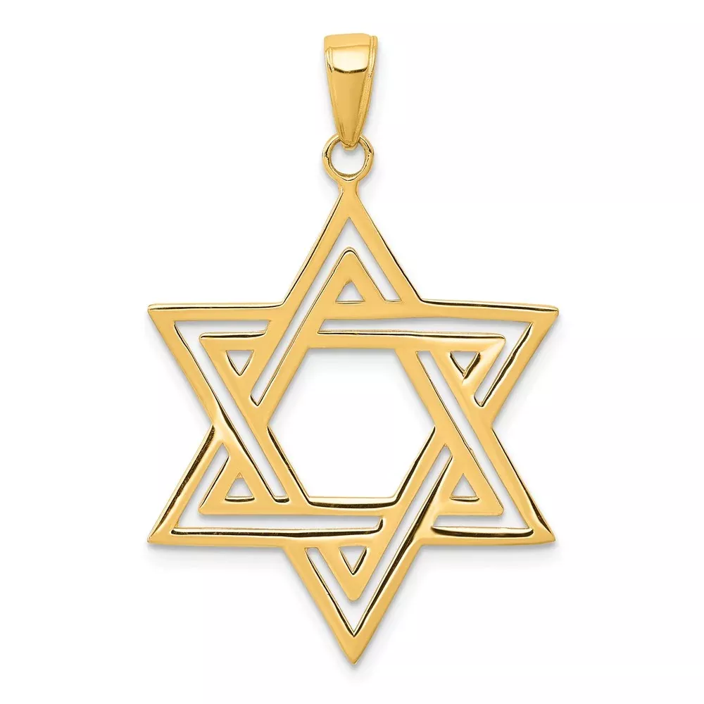 14k Yellow Gold Solid Polished Star of David Charm