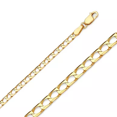 14k Yellow Gold Square Cuban Link Chain, 3mm Wide 24 Inches