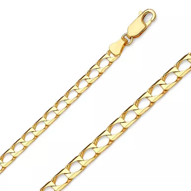 14k Yellow Gold Square Cuban Link Chain, 6.5mm Wide 16 Inches