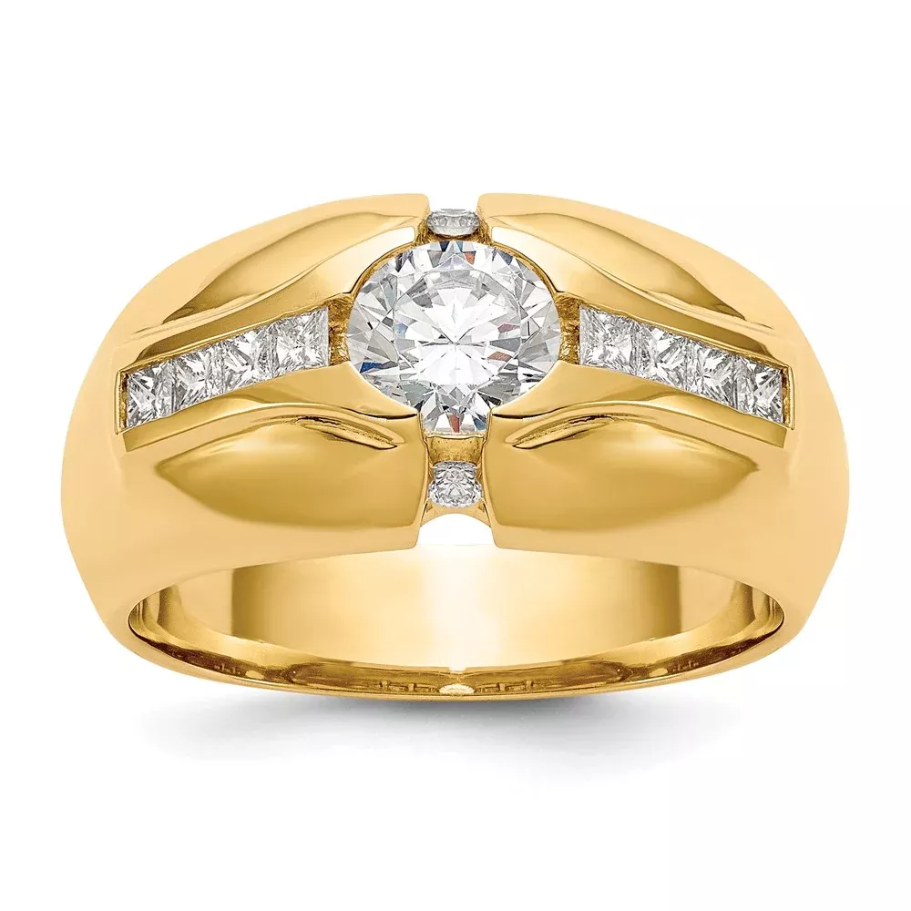 14K Yellow Gold VS Real Diamond Men's Band