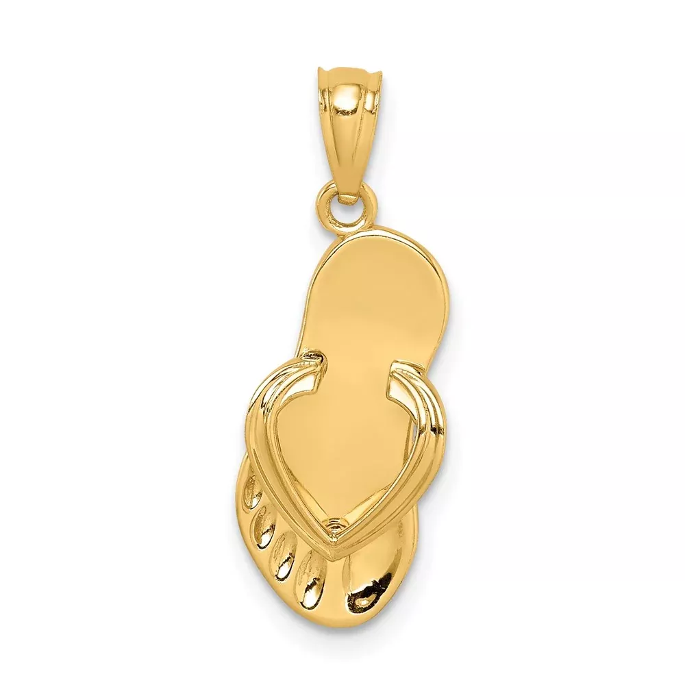 14k Yellow Gold3D Flip Flop Pendant