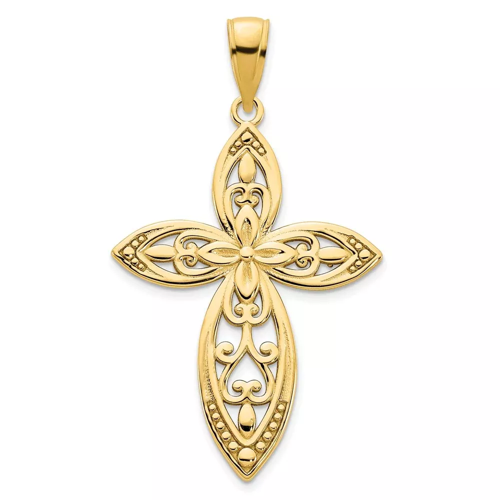 14k Yellow Goldy Fancy Cross Charm