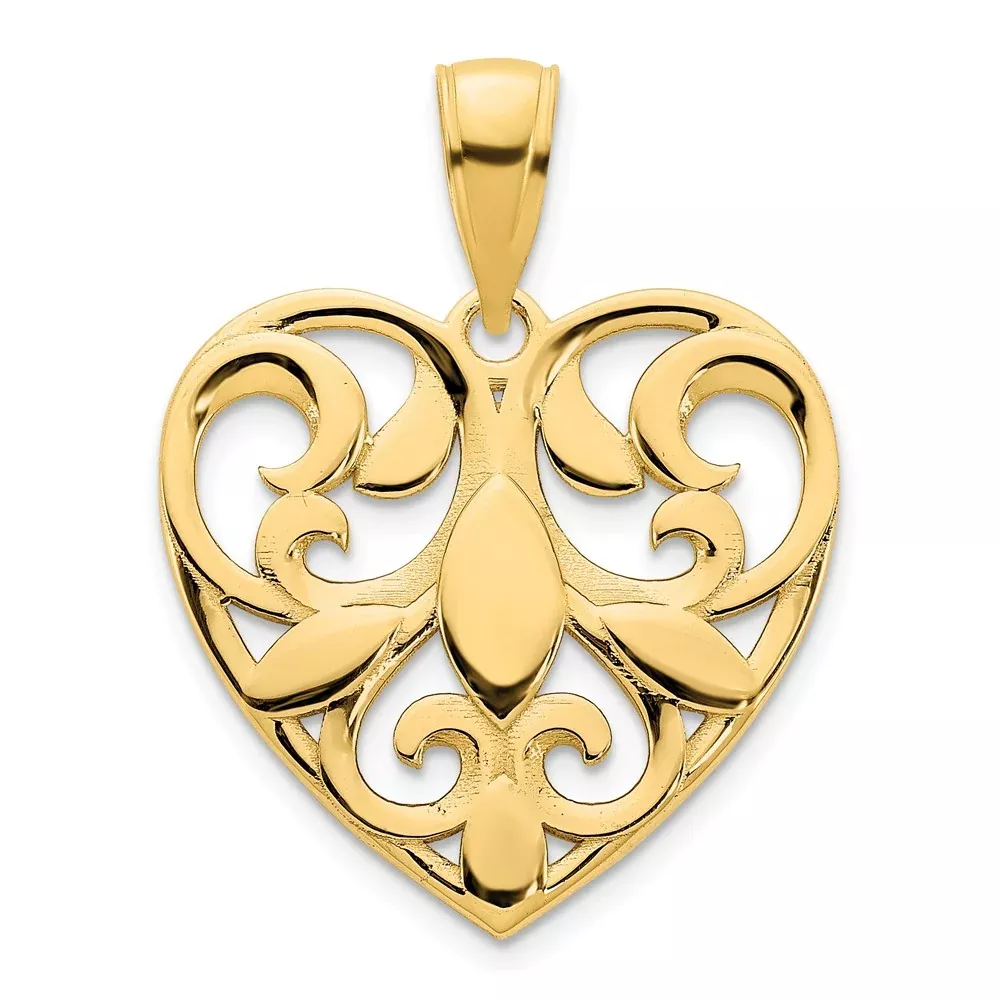 14k Yellow Goldy Fancy Heart Pendant