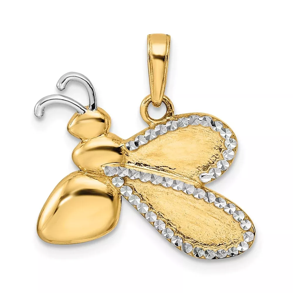 14k Yellow u0026 Rhodium Gold w /White Rhodium Diamond-cut Bumblebee Pendant