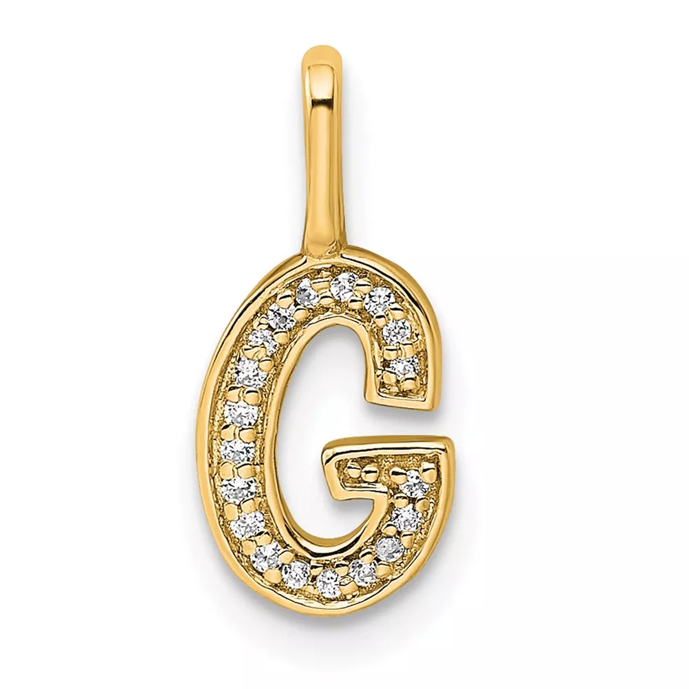 14KGold Diamond Letter G Initial Pendant
