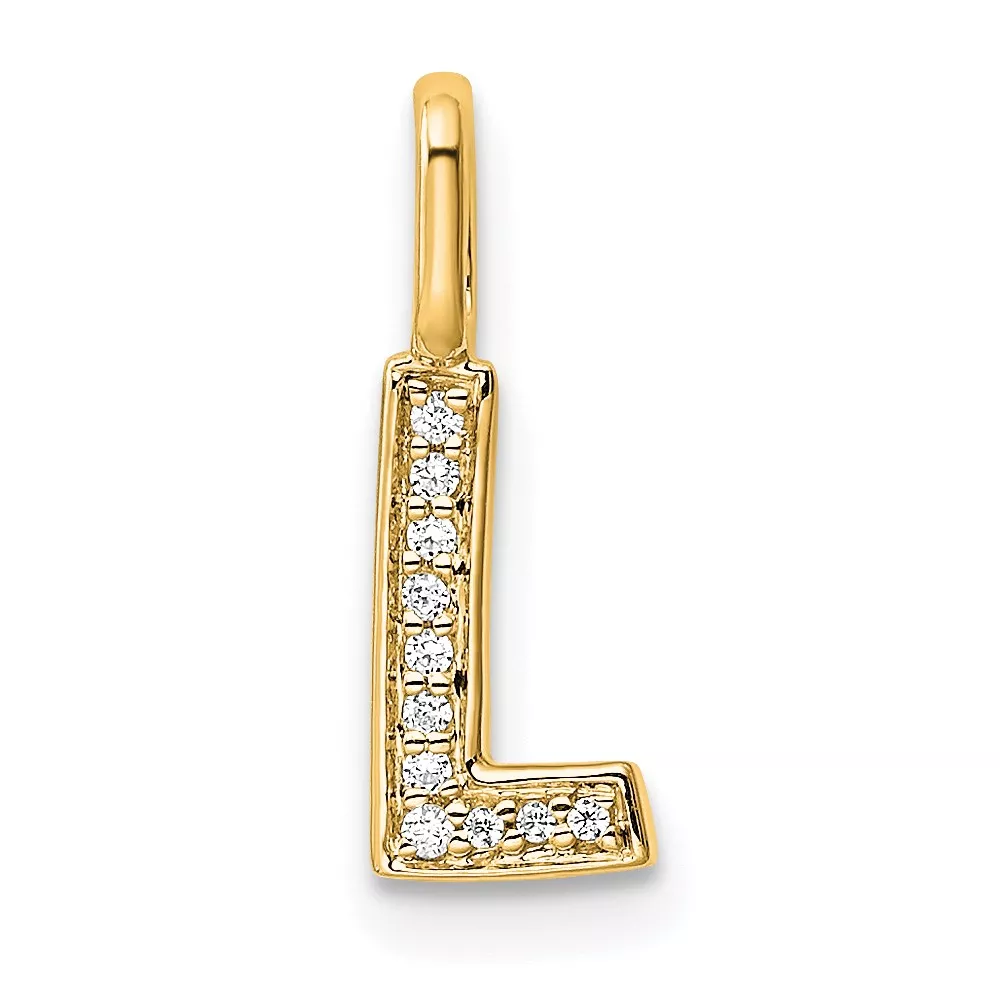 14KGold Diamond Letter L Initial Pendant