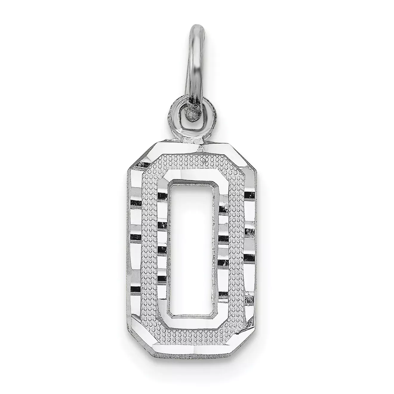 14Kw Small Brushed Diamond-cut Number 0 Charm