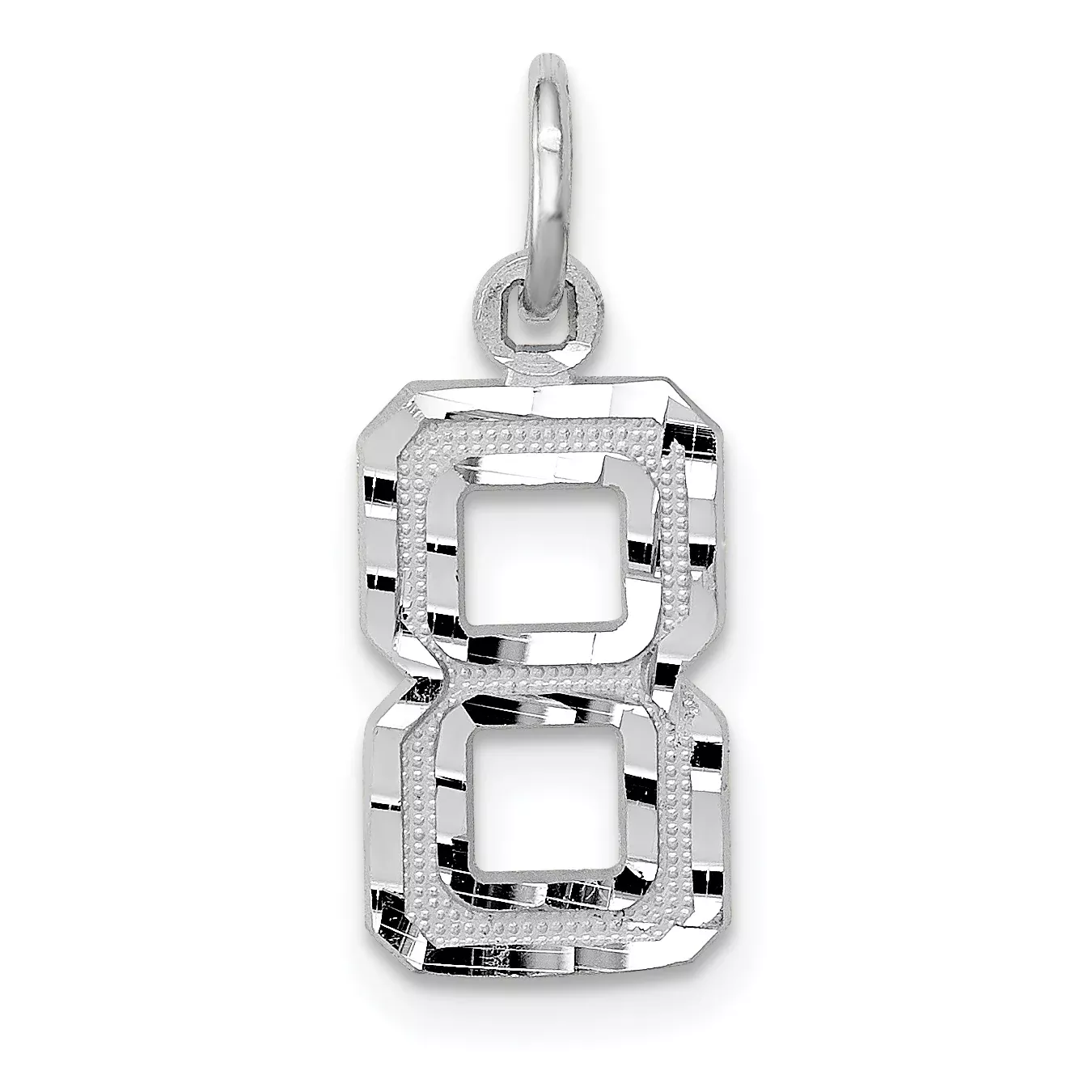 14Kw Small Brushed Diamond-cut Number 8 Charm