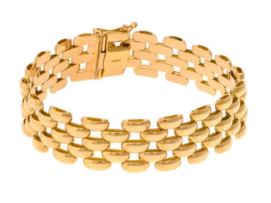 18k Gold 5 Row 16mm Panther Bracelet 8 Inches
