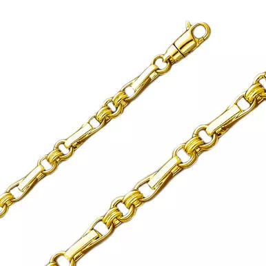18k Gold Fancy Hand Made Chain 6.1mm 8 Inches