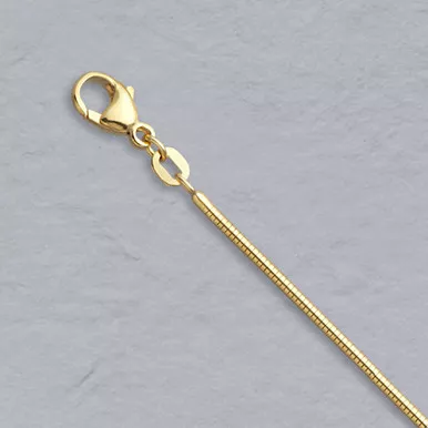 18K Yellow Gold 1.6mm Round Snake Chain 18 Inches