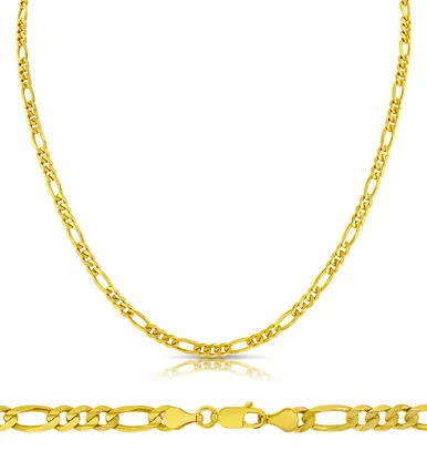 18K Yellow Gold 3.1mm Figaro Chain 18 Inches
