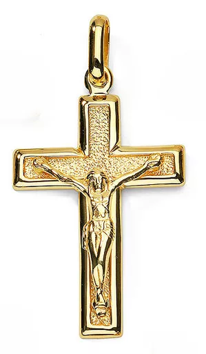 18k Yellow Gold 39 mm Tall Cross Pendant