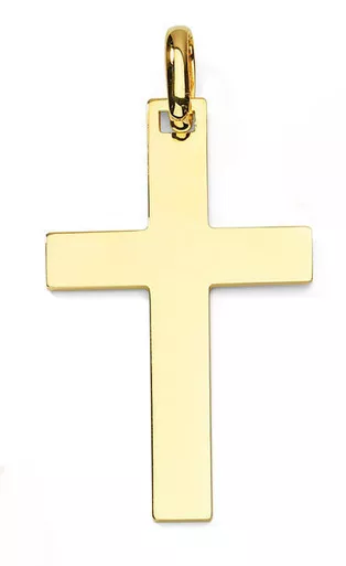 18k Yellow Gold 49mm Tall Cross Pendant