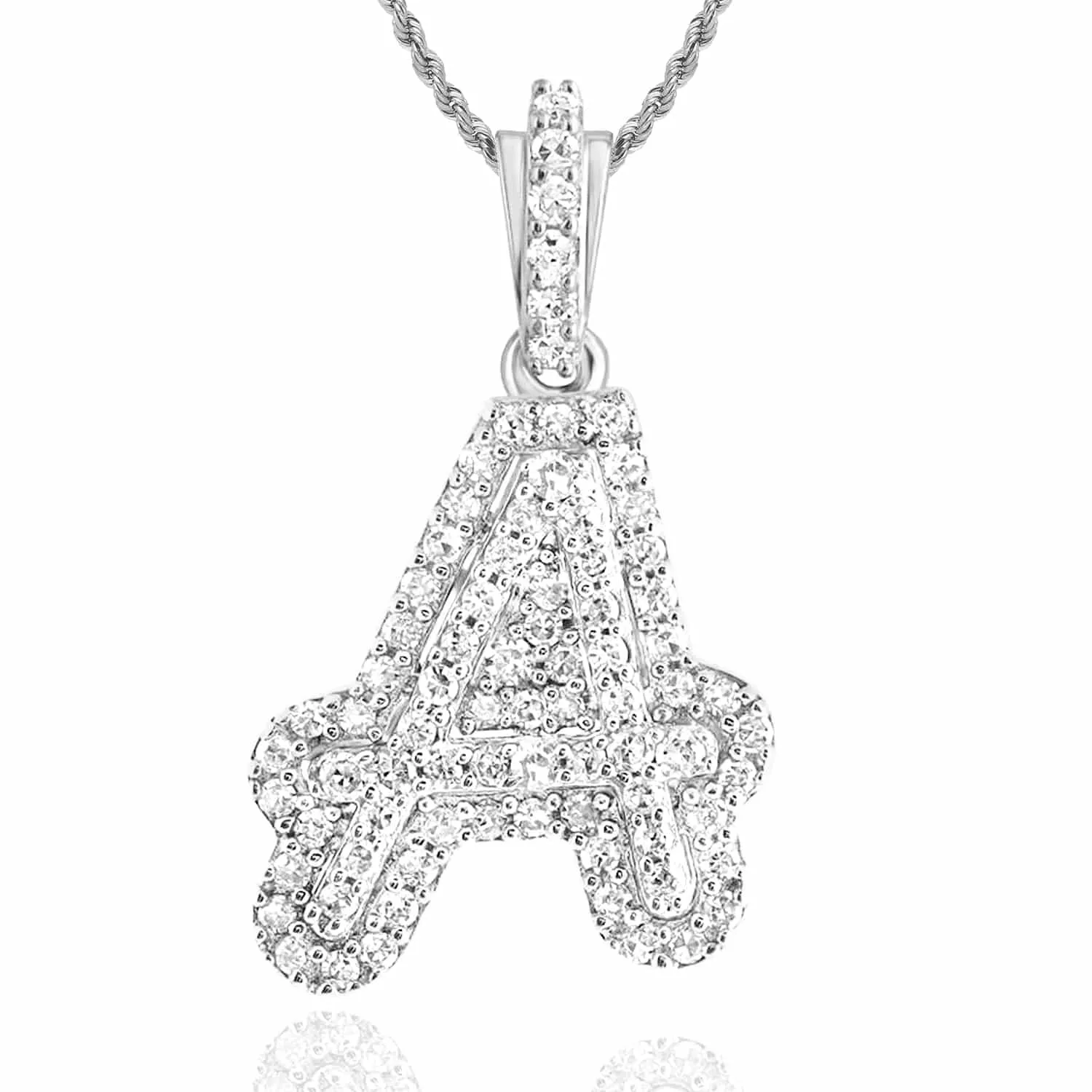 .22CTW Natural Diamond 10K White Gold Double Layer Initial Letter Pendant
