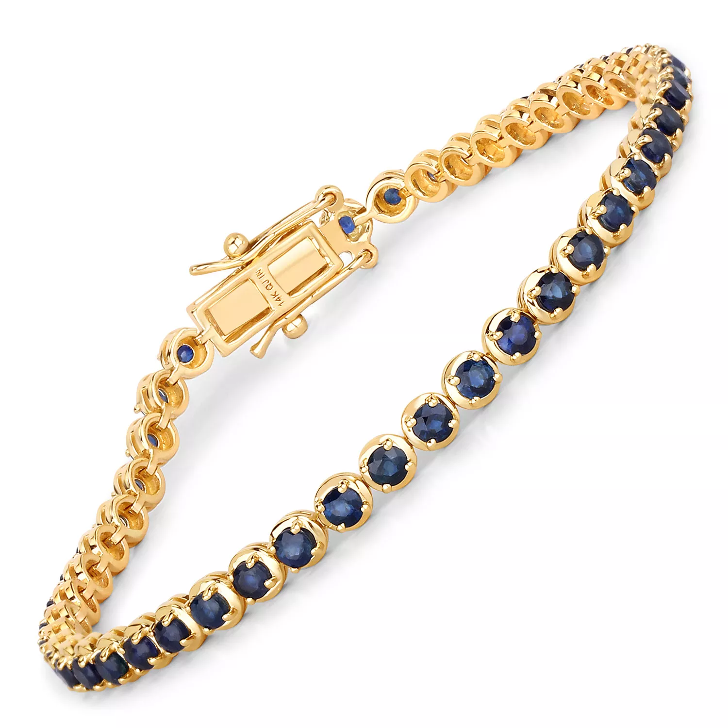 3.13 Carat Genuine Blue Sapphire 14K Yellow Gold Bracelet