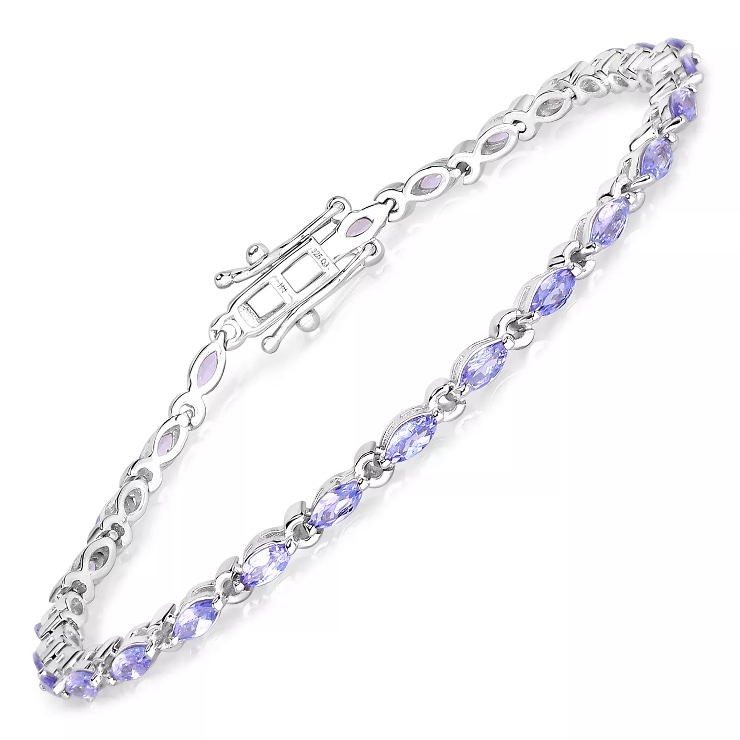 3.78 Carat Genuine Tanzanite .925 Sterling Silver Bracelet