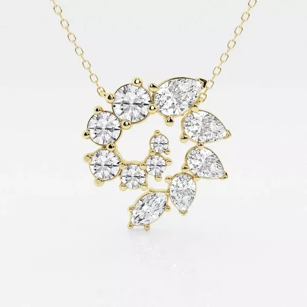 3 Total Carat Weight Multi-Shape Lab Grown Diamond Swirl Fashion Pendant