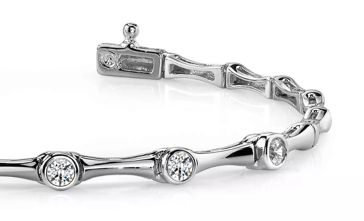 7-Inch Classic Column Link Five Diamond Bracelet 1 /4 Carat Total Weight