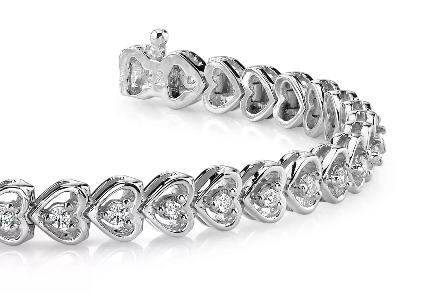 7-Inch Floating Diamond Heart Bracelet 0.82 Carat Total Weight(Lab-Created)