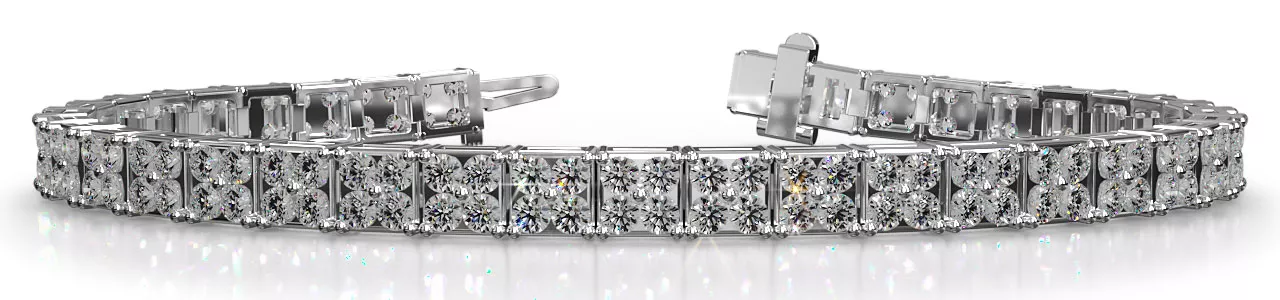7-Inch Four Diamond Cluster Tennis Bracelet 2.82 Carat Total Weight