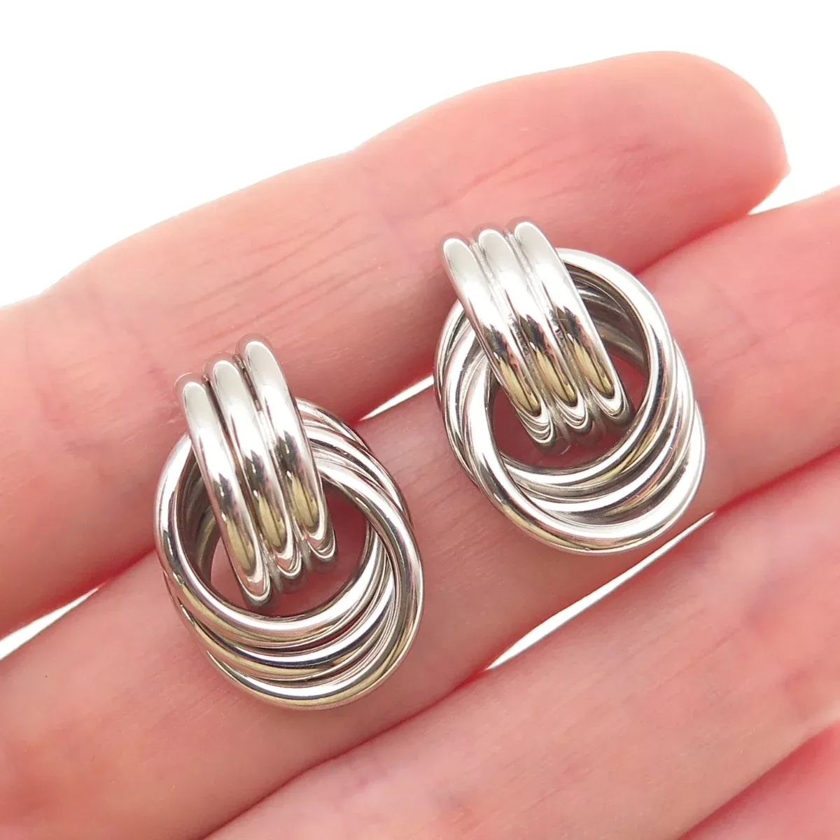 925 Sterling Silver Interlocked Circle Earrings