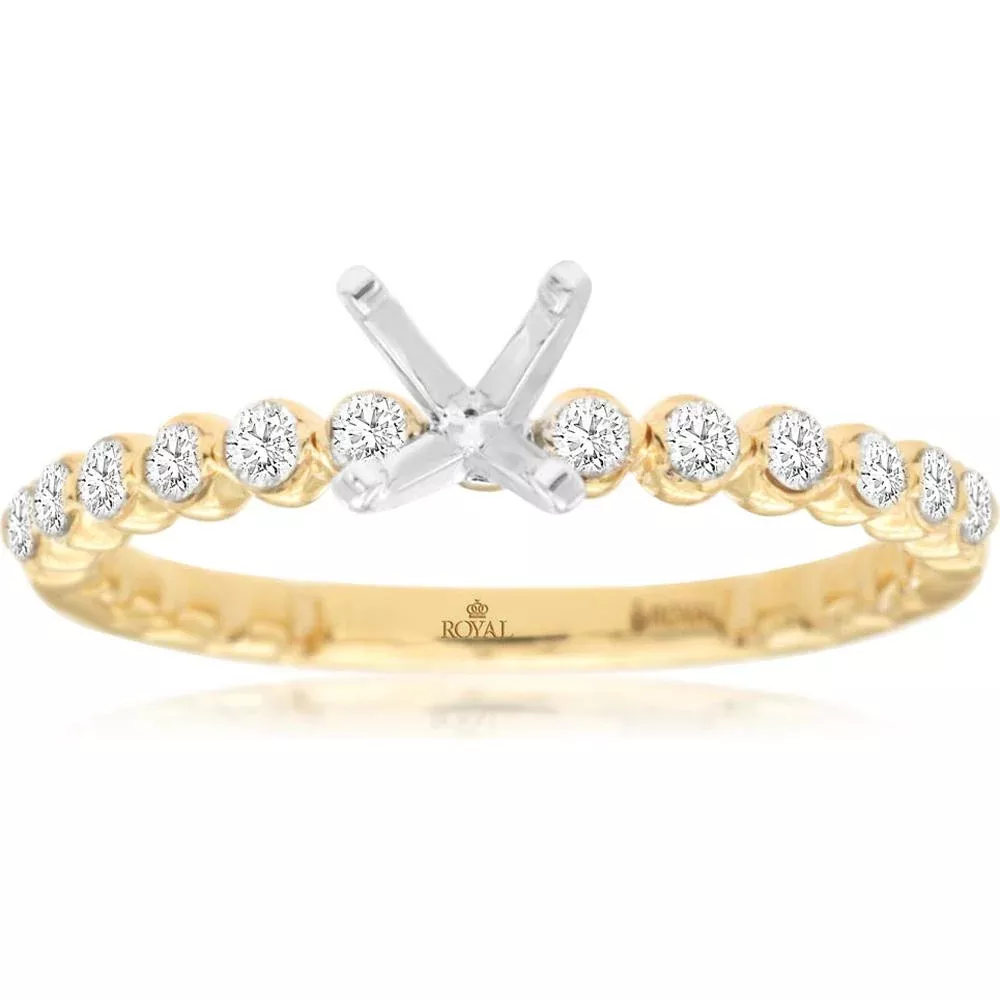 Charming 14K Yellow Gold Semi Mount for Gemstone Customization