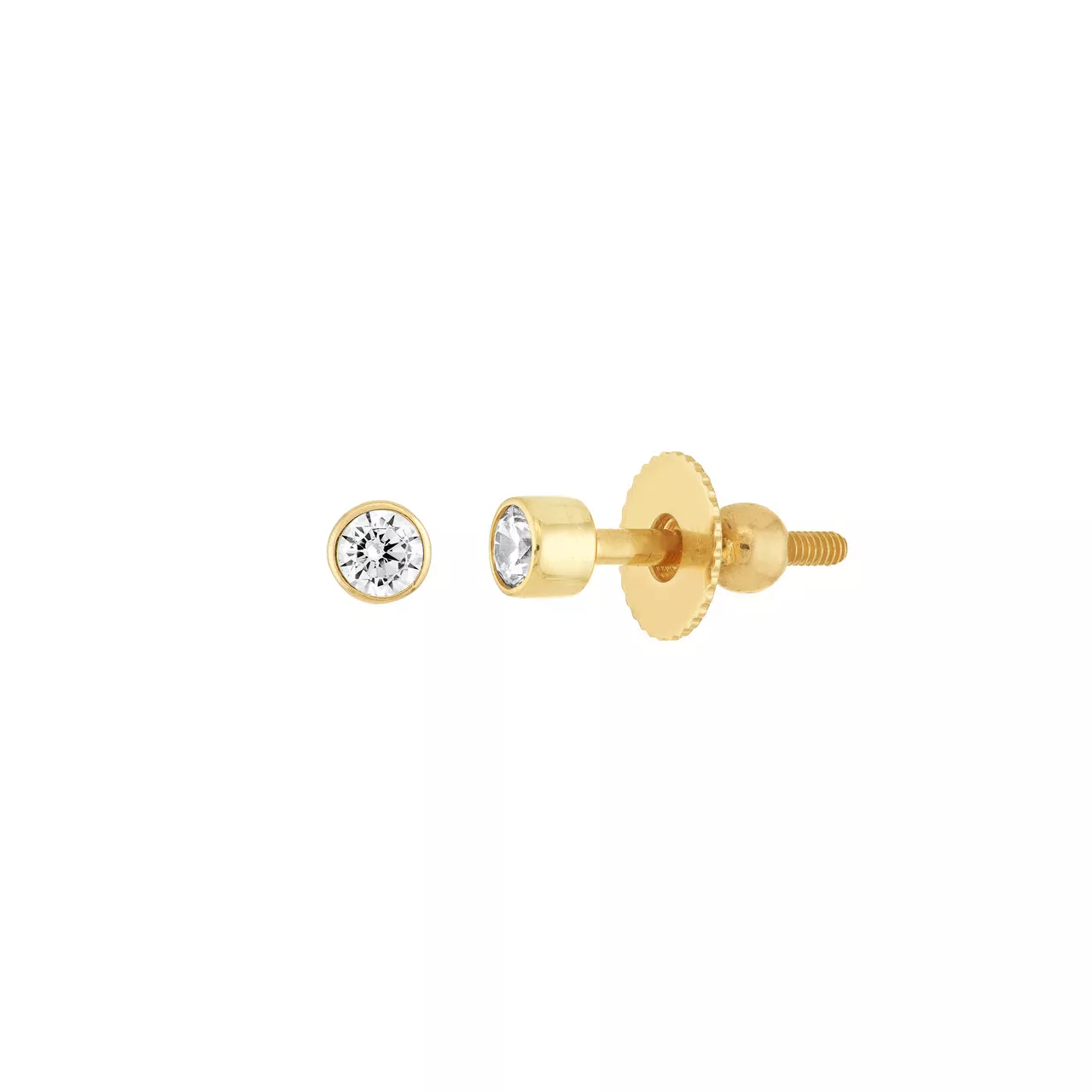 Child's Bezel Set CZ Stud Earrings with Screw Back