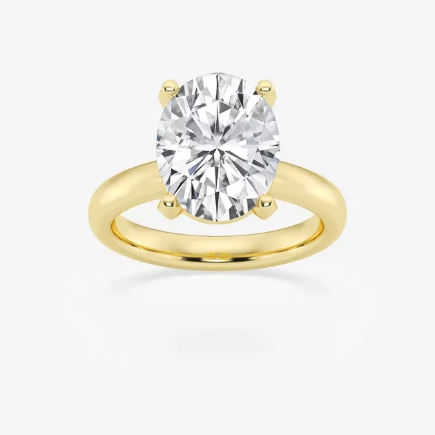 Classic Solitaire Engagement Ring - Oval Lab Grown Diamond - 4 & 5 Carat