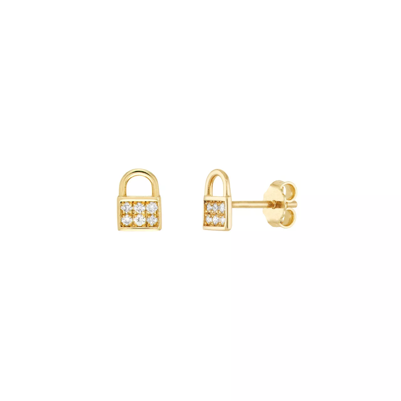 Diamond Baby Padlock Stud Earrings