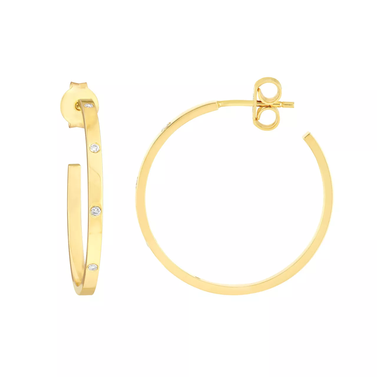 Diamond Square Tube Hoop Earrings