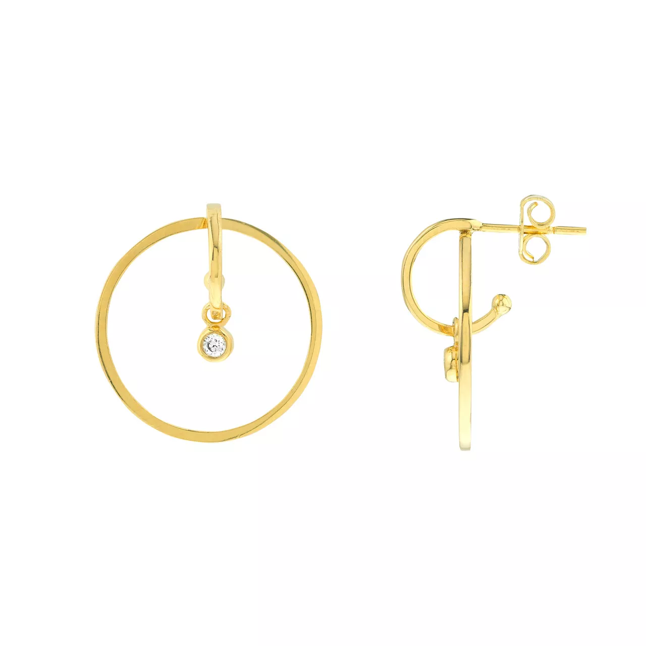 Door Knocker Double Hoop Earrings with Diamond