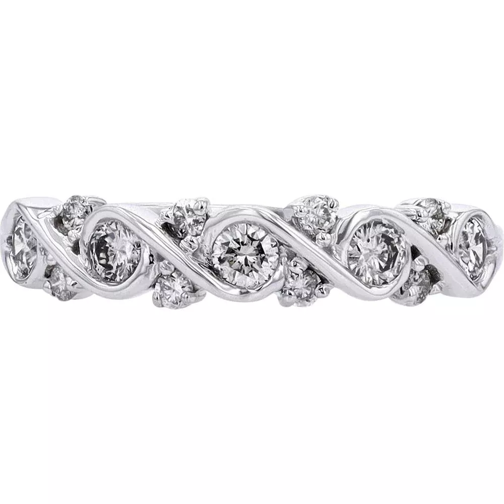 Elegant 14K White Gold 1/2 Carat Diamond Wedding Band