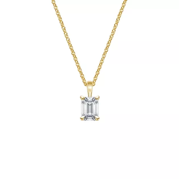 Emerald Lab Diamond 1 - 5 Carat Single Bail Four-Prong Pendant