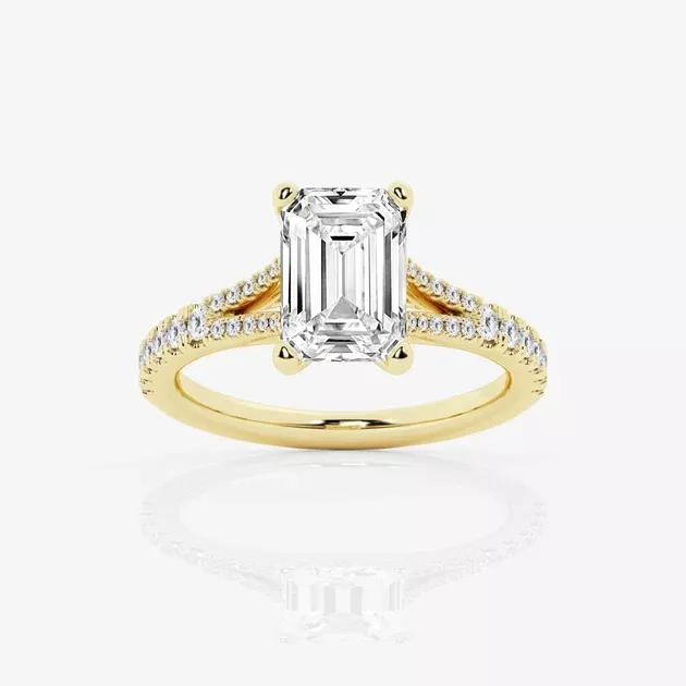 Emerald Lab Grown Diamond Split Shank Engagement Ring 1 - 3.30 Total Carat Weight
