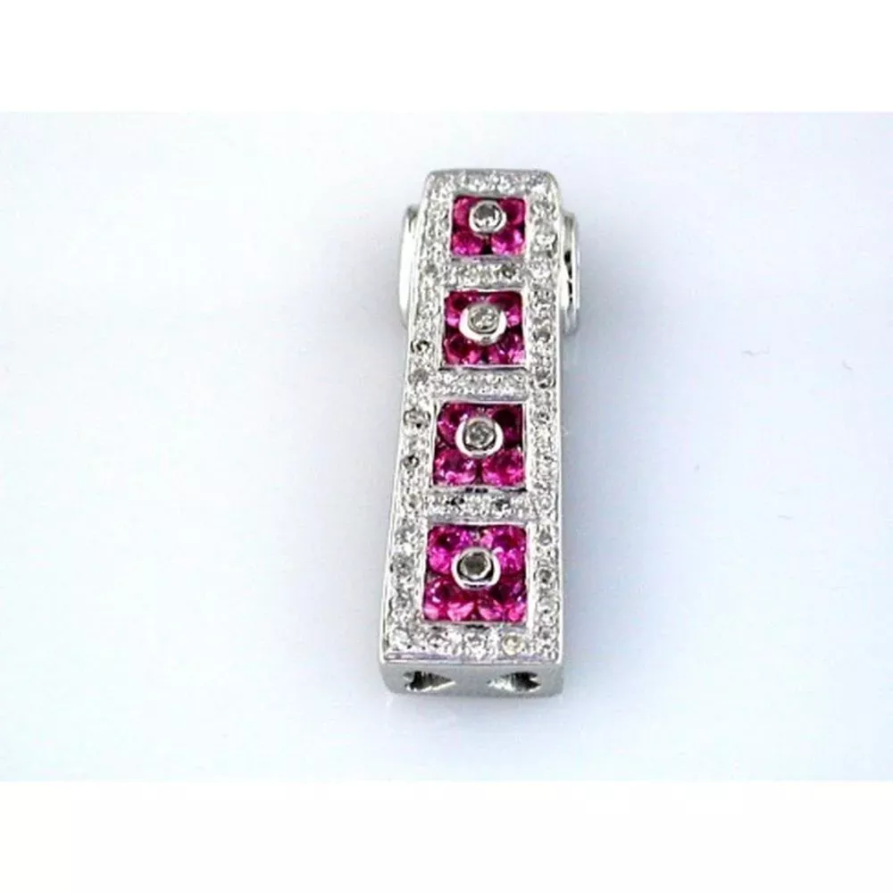 Enchanted Whispers 14K White Gold Diamond & Pink Sapphire Pendant