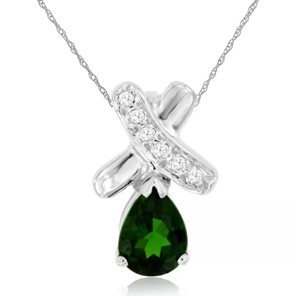 Enchanting Royal 14K White Gold Russalite & Diamond Pendant