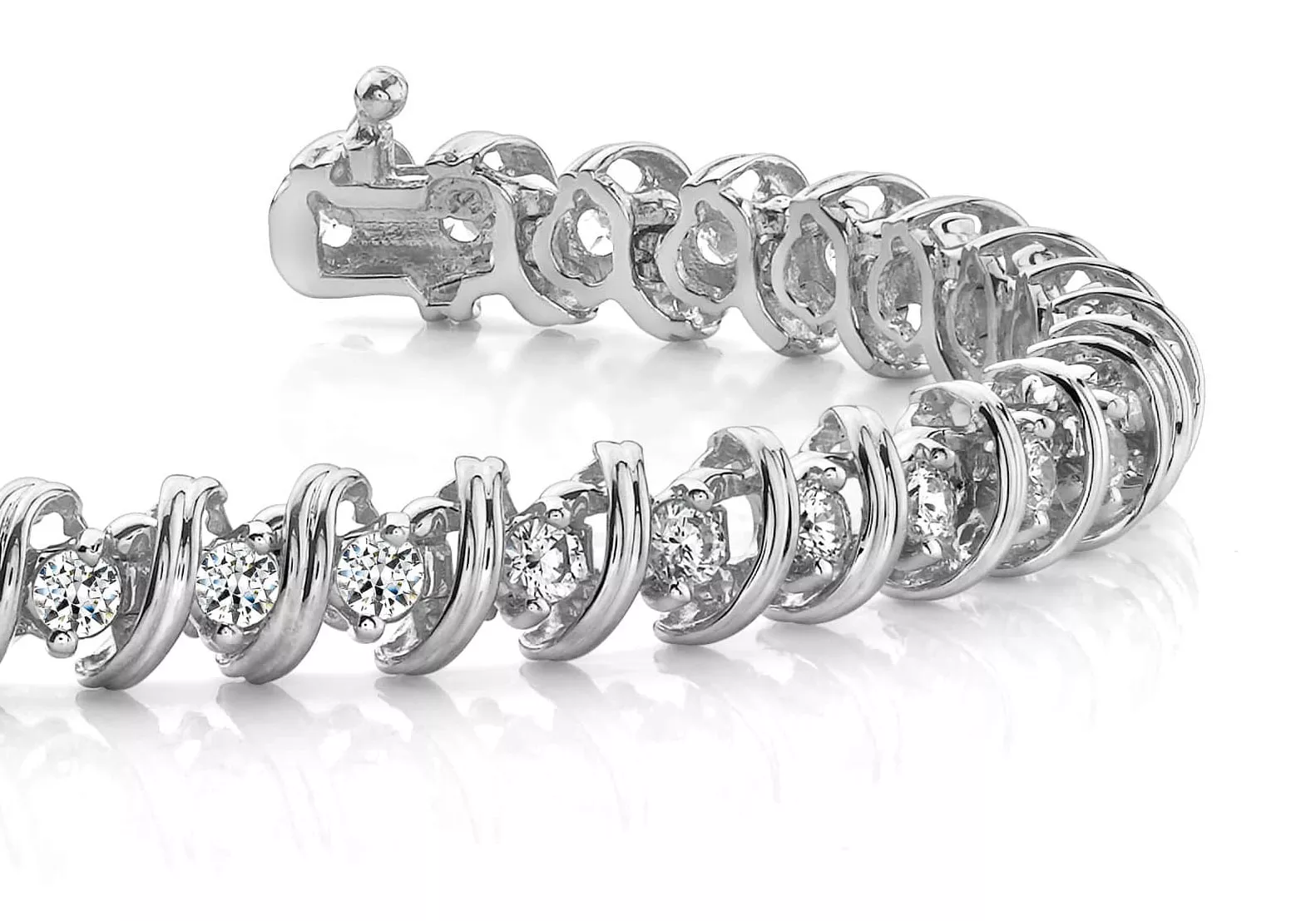 Faceted Spiral Link Diamond Bracelet 1.0 Carat Total Weight