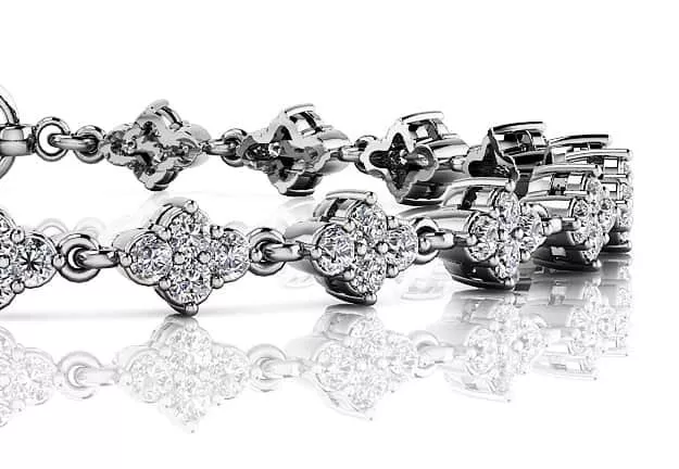 Flower Cluster Link Diamond Bracelet 1.75 Carat Total Weight(Lab-Created)
