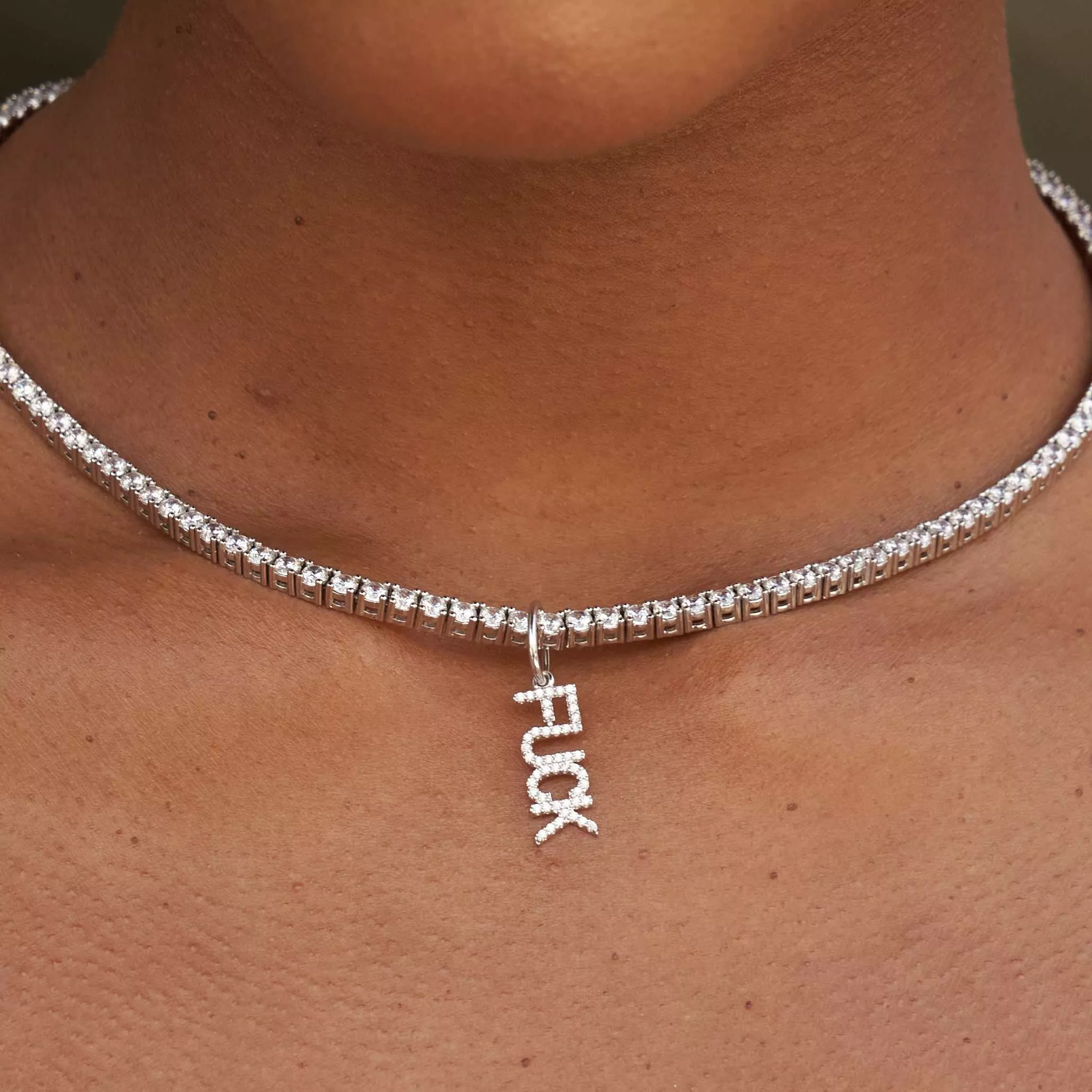 "Fuck" Pendant - White Gold