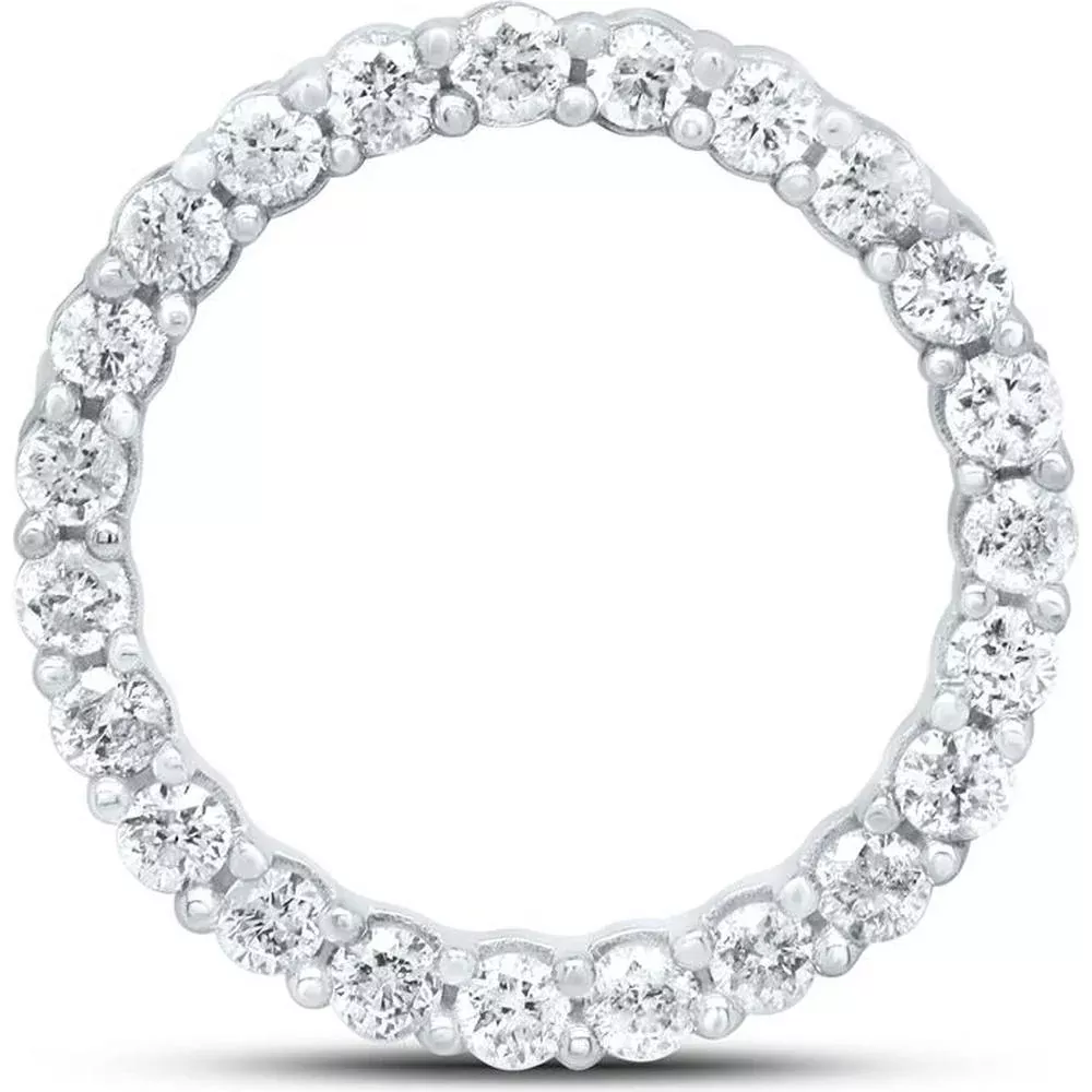GND 14K White Gold Round Diamond Circle Pendant - 0.25 Carat Total Diamond Weight