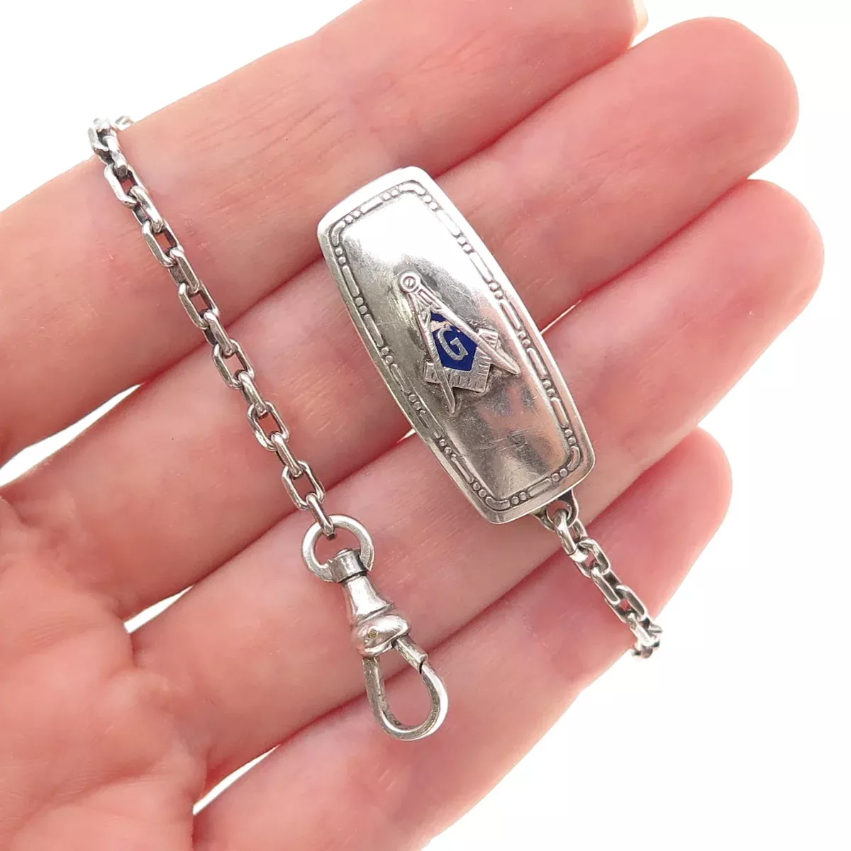 Hickok Sterling Silver Antique Art Deco Beltogram Pocket Watch/ Belt Loop Chain