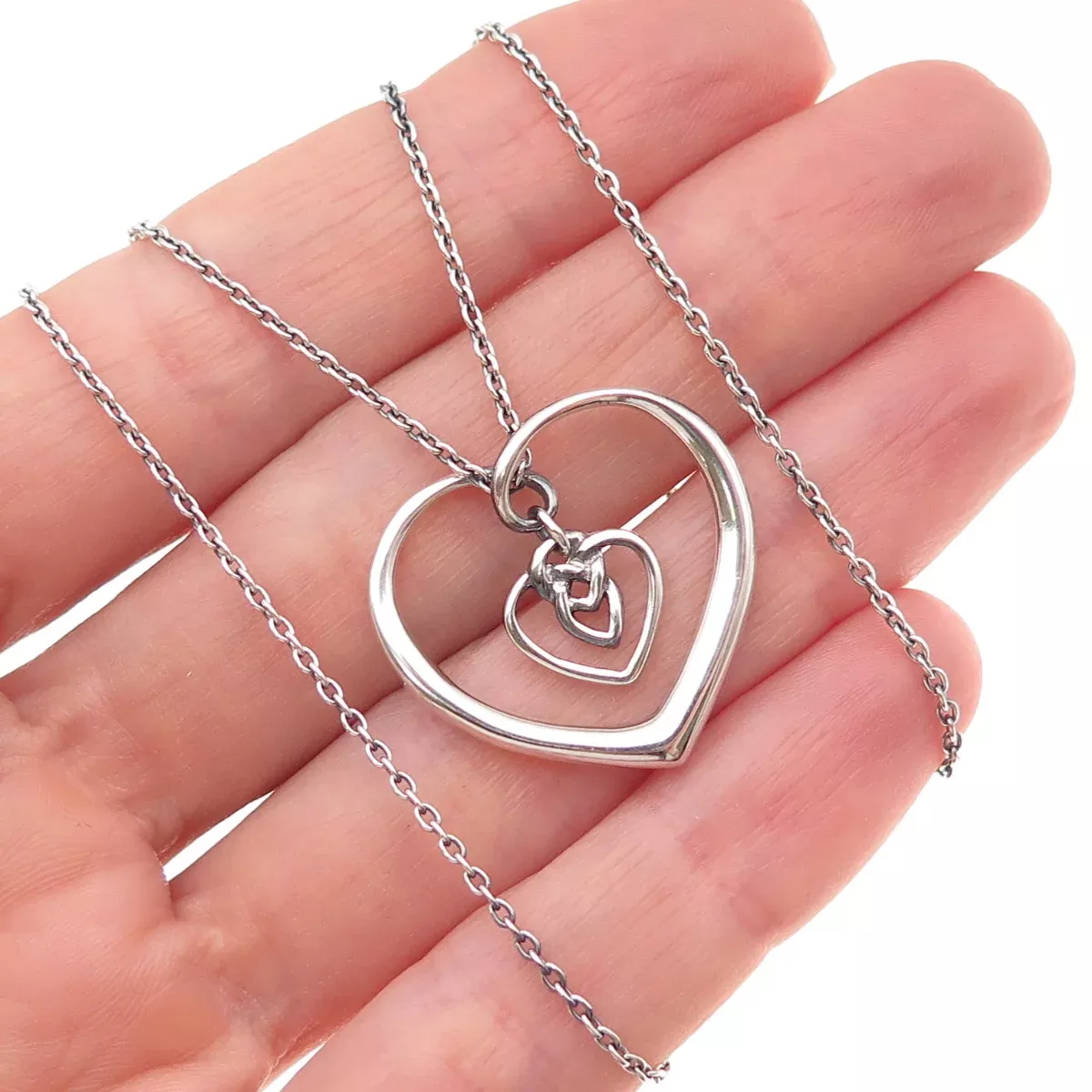 Kit Heath 925 Sterling Silver 2008 Celtic Heart Cable Chain Necklace 16-18