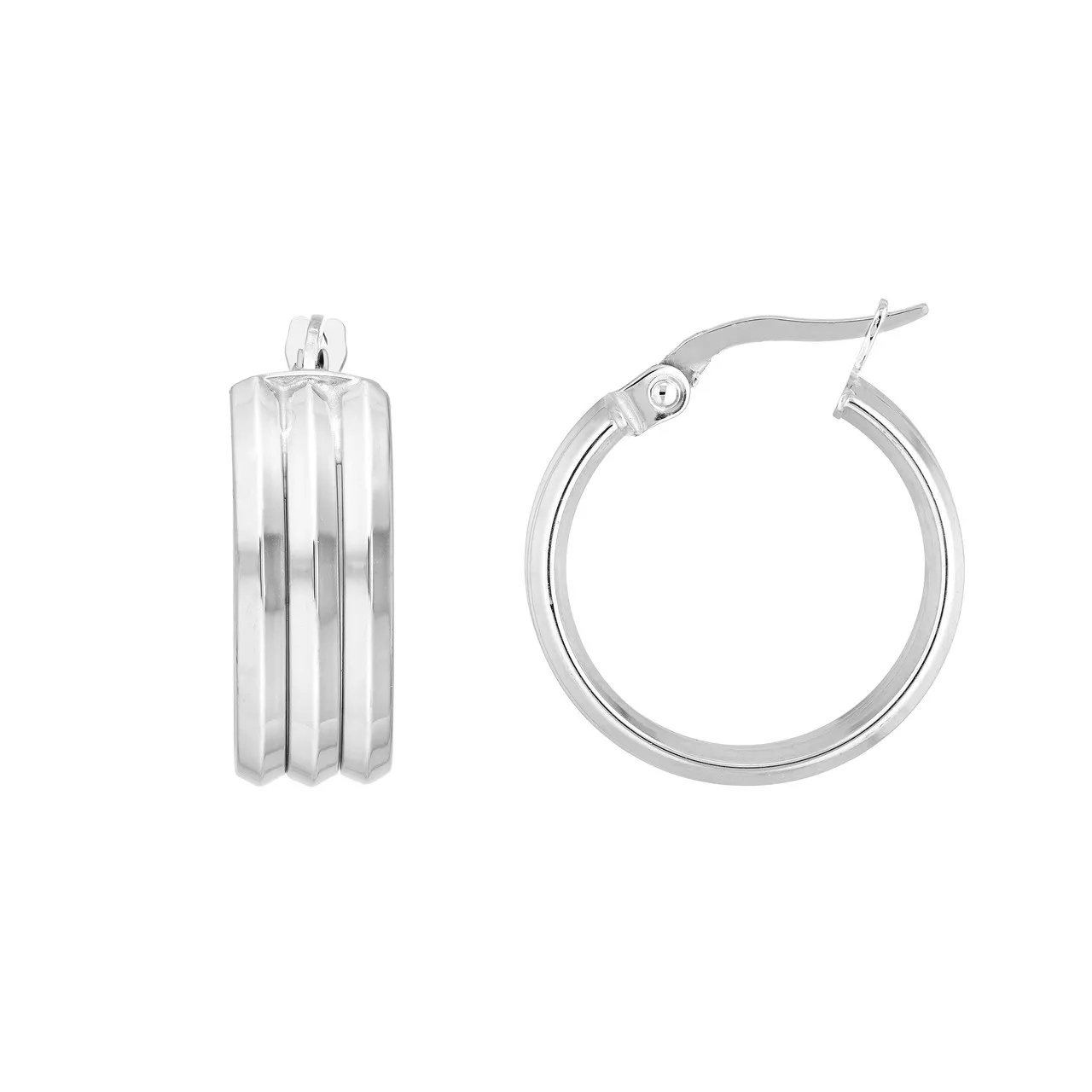 Knife Edge Triple Row Hoop Earrings