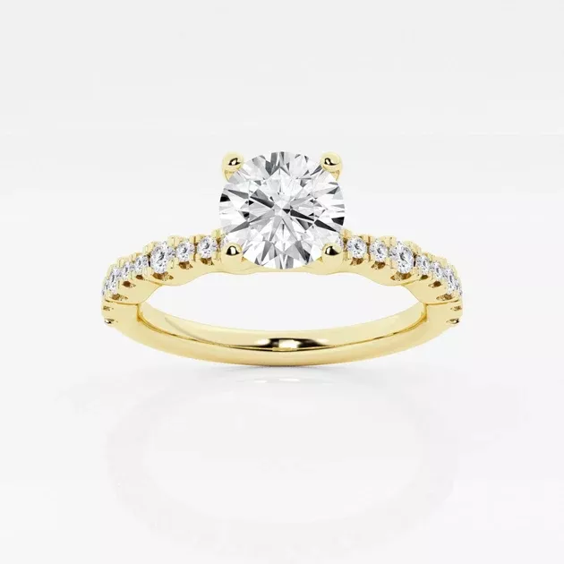 Lab-Grown Round Diamond Station Engagement Ring 1.00 - 3.50 Total Carat Weight