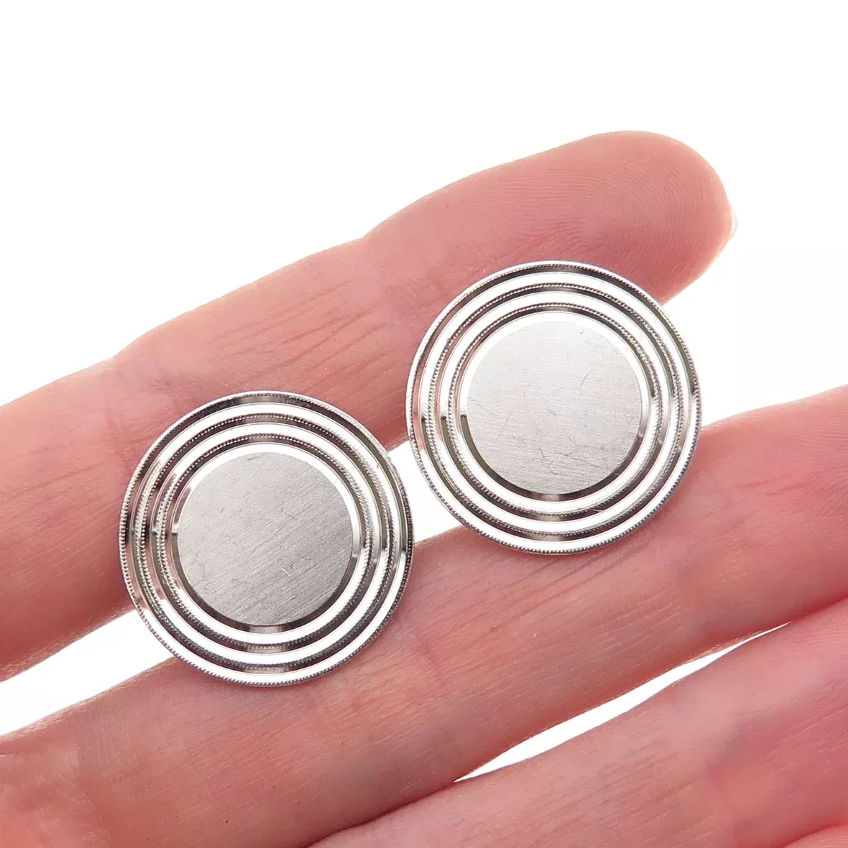 Lamode 925 Sterling Silver Vintage Round Cufflinks