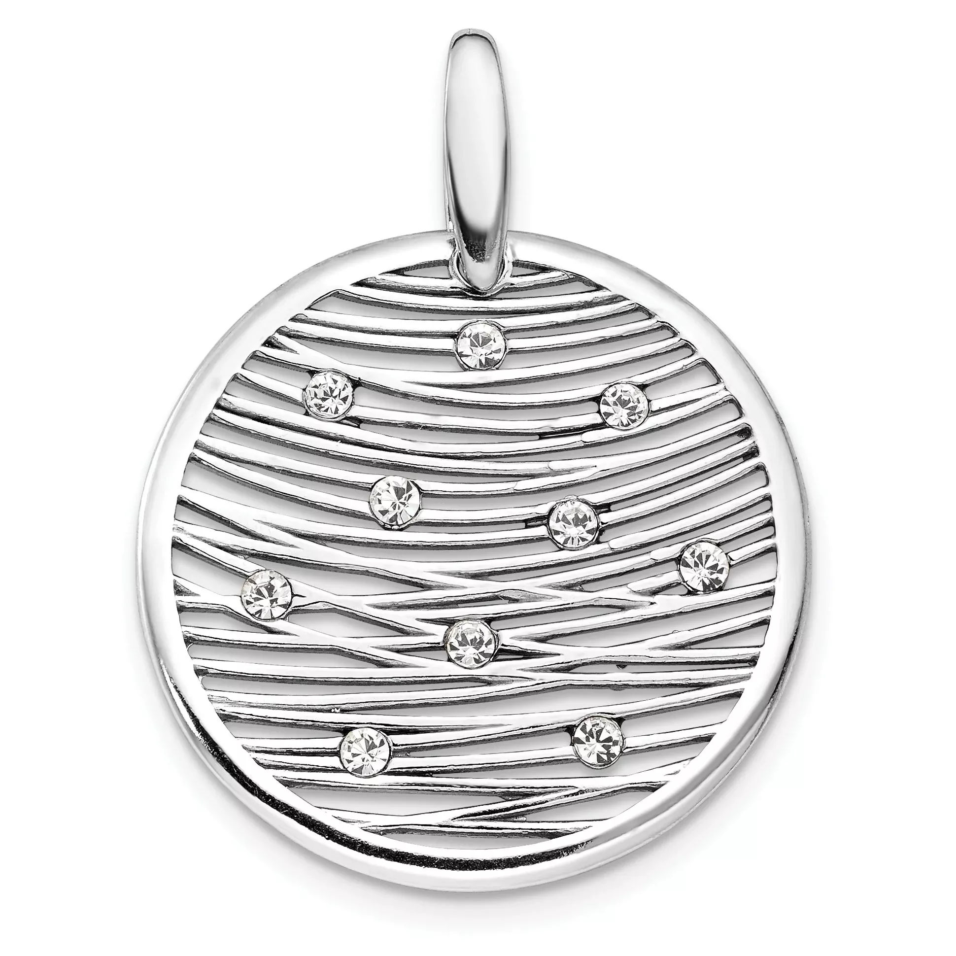 Leslie's Sterling Silver Polished Preciosa Crystal Pendant